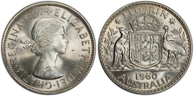 1960(m) Florin KM-60  Ag MS65