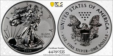 2021-W $1 Silver Eagle Rev PR - Type 1 Designer Edition PR70