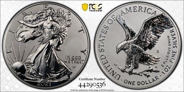 2021-S $1 Silver Eagle Rev PR - Type 2 Designer Edition PR70