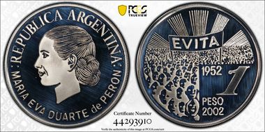 2002 Peso Eva Peron PR69DCAM