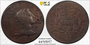 1794 1C Head of 1793 S-17a, Wide Straight Date N1BN