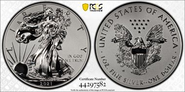 2021-W $1 Silver Eagle Rev PR - Type 1 Designer Edition PR70