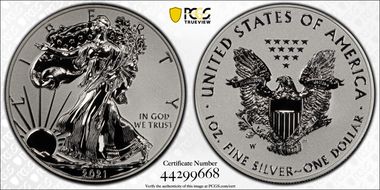 2021-W $1 Silver Eagle Rev PR - Type 1 Designer Edition - First Strike PR70