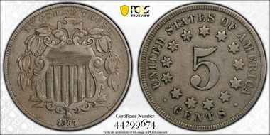 1867 5C No Rays RPD FS-1303 VF30