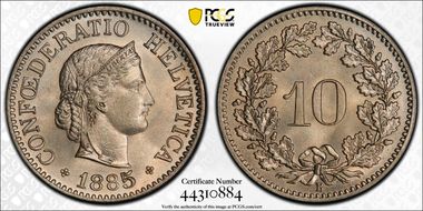 1885 B 10 Rap MS66