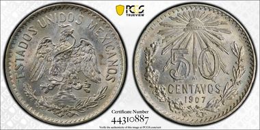 1907-M 50C Straight 7 MS64
