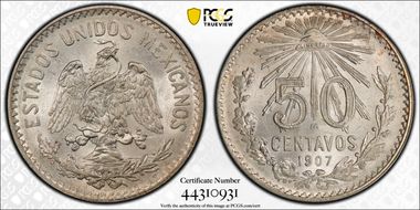 1907-M 50C Straight 7 MS64