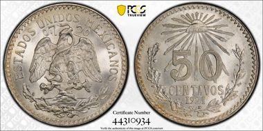 1921-M 50C KM-447 MS66+