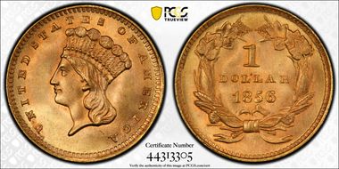 1856 G$1 Slanted 5 MS66+