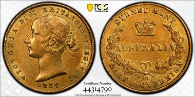 1857-SY 1/2 Sov AU55