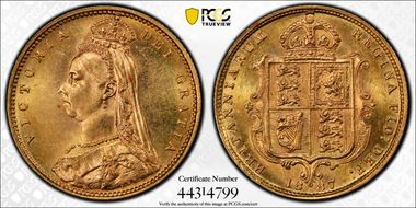 1887-M 1/2 Sov Jubilee Head MS62