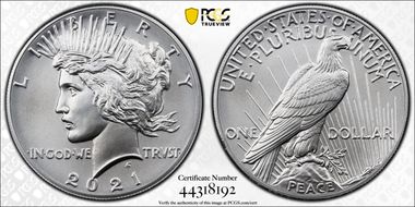2021 $1 Peace Dollar 100th Anniversary MS70