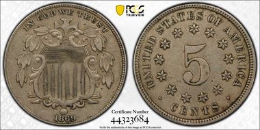 1869 5C AU50