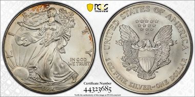 1996 $1 Silver Eagle MS68