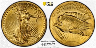 1907 $20 High Relief, Wire Edge MS63