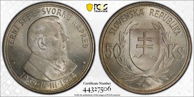 1944 50 Kor KM-10  Ag MS64