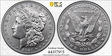 2021-D $1 Morgan Dollar 100th Anniversary MS70