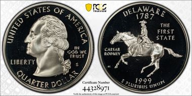 1999-S 25C Delaware Silver PR69DCAM