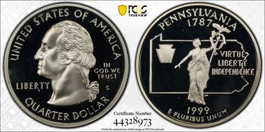 1999-S 25C Pennsylvania Silver PR69DCAM