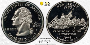 1999-S 25C New Jersey Silver PR68DCAM