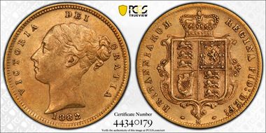 1882-M 1/2 Sov S-3863B Fifth Head AU50