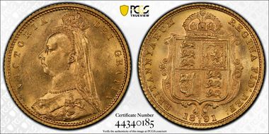 1891-S 1/2 Sov S-3871D Without J.E.B. MS62+