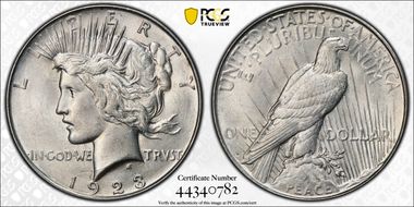 1923-D $1 AU58