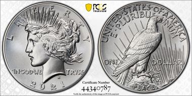 2021 $1 Peace Dollar 100th Anniversary MS69