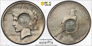 1996 Medal Western Reserve Numismatic Club C/M on 1921 Peace $1 N1