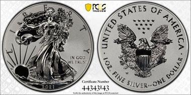 2021-W $1 Silver Eagle Rev PR - Type 1 Designer Edition PR70