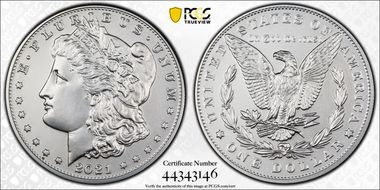 2021 $1 Morgan Dollar 100th Anniversary MS70