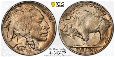 1937-D 5C 3 Legs MS61