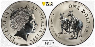 1999-C $1 Kangaroo Ag MS70