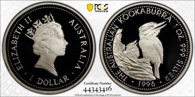 1996-P $1 Kookaburra Ag PR70DCAM