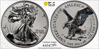 2021-S $1 Silver Eagle Rev PR - Type 2 Designer Edition PR70
