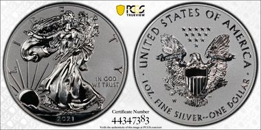 2021-W $1 Silver Eagle Rev PR - Type 1 Designer Edition PR70