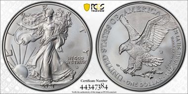 2021-W $1 Burnished Silver Eagle-Type 2 SP70
