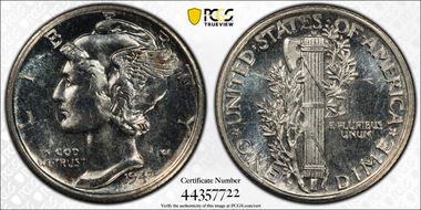 1943-S 10C MS65FB PL