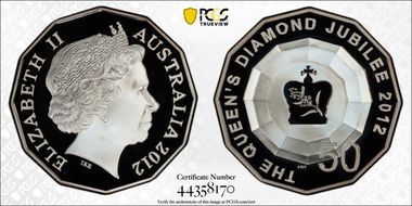 2012 50C Queen's Diamond Jubilee Ag PR68DCAM