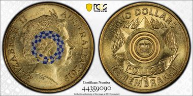 2019 $2 Police Remembrance Colorized MS65