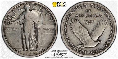 1916 25C Standing Liberty F15