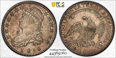 1818/7 50C Small 8 AU50