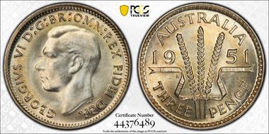 1951(m) 3D KM-44  Ag MS65