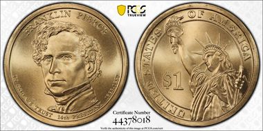 2010-D $1 Franklin Pierce Position A MS67