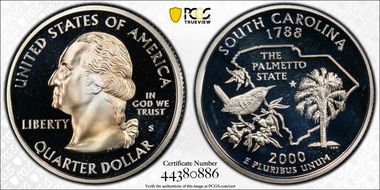 2000-S 25C South Carolina Silver PR69DCAM