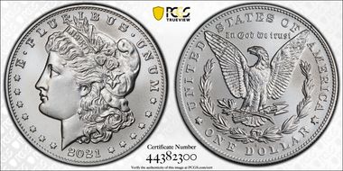 2021-D $1 Morgan Dollar 100th Anniversary MS69