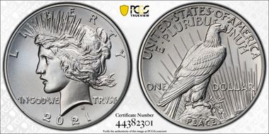2021 $1 Peace Dollar 100th Anniversary MS69