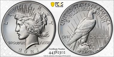 2021 $1 Peace Dollar 100th Anniversary MS69