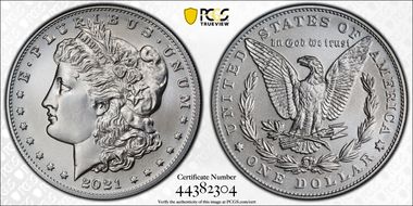 2021 $1 Morgan Dollar 100th Anniversary MS70