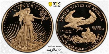 2021-W $5 Gold Eagle - Type 1 Designer Edition PR70DCAM